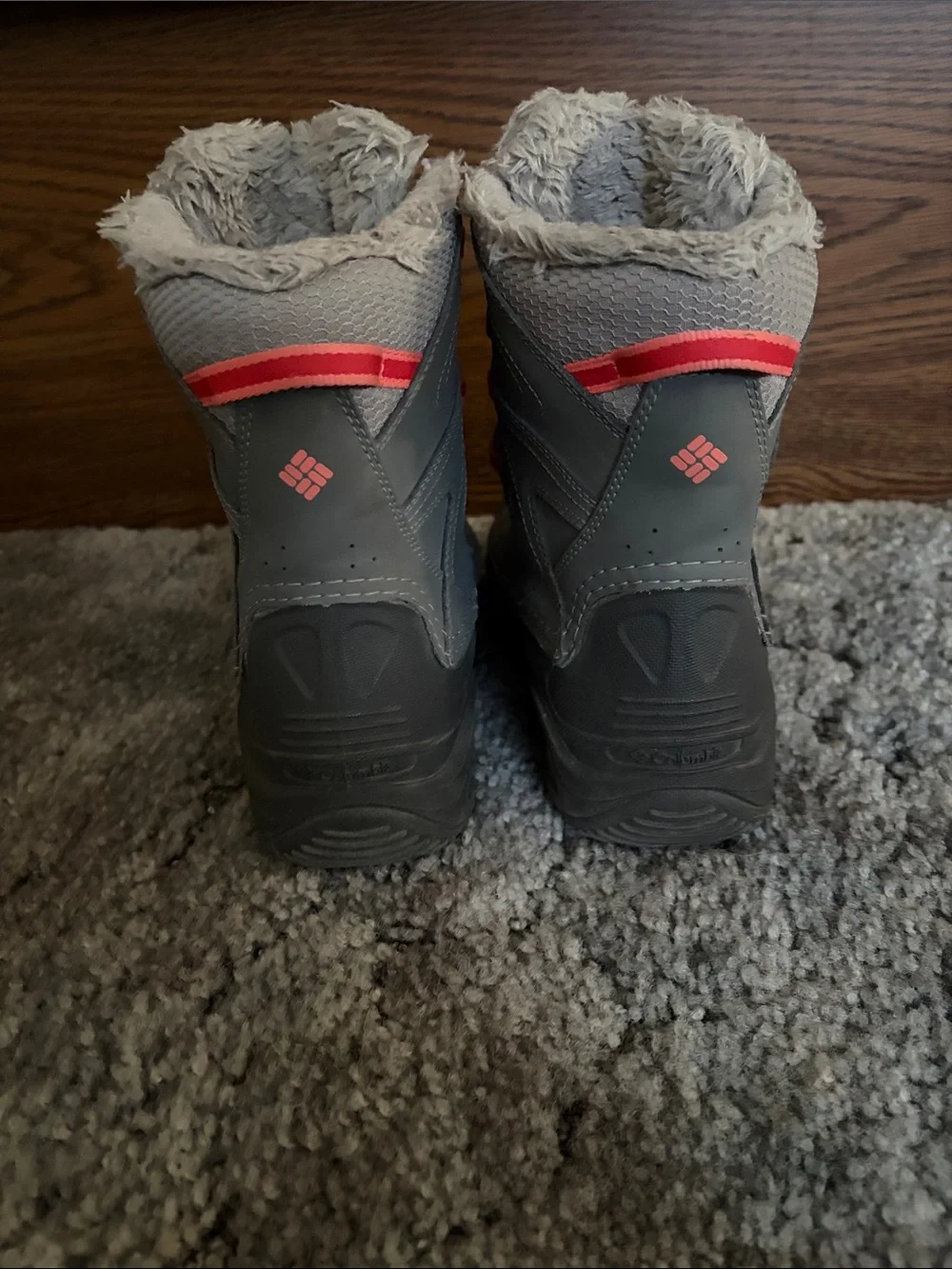 Columbia Gray Winter Boots with Pink Accents